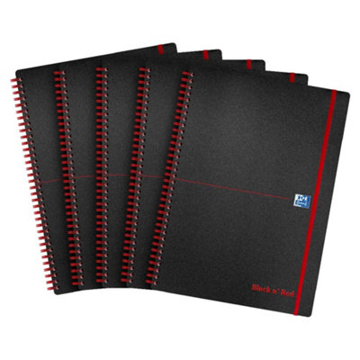 Blackcolors Black N Red Notebook Wirebound Polypropylene 90Gsm Ruled 140 Pages A4 Ref E67008 Pack Of 5 from B&Q