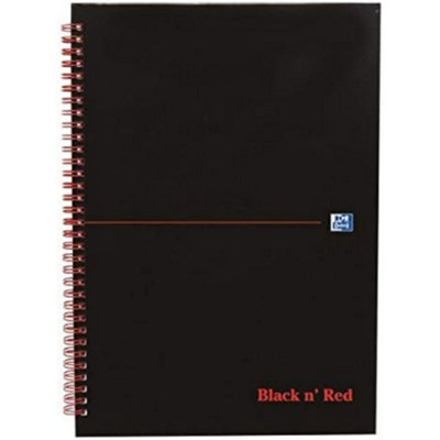 Blackcolors Black N Red Book Wirebound Recycled 90Gsm 140 Pages A4 Ref H67023 Pack Of 5 from B&Q
