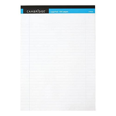 Cambridge Traditional Cambridge Legal Pad Headbound Ruled Margin Perforated 100Pp A4 White Paper Pack Of 10 from B&Q