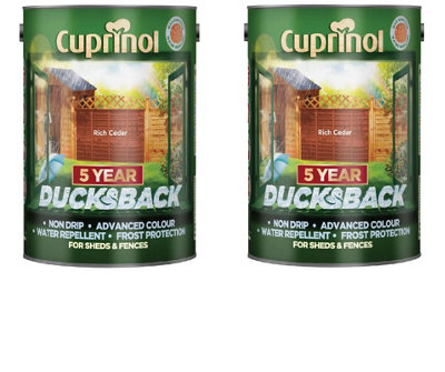 Cuprinol 5 Year Ducksback Shed & Fence Treatment Rich Cedar 5L Pack Of 2