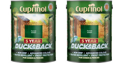 Cuprinol 5 Year Ducksback Shed & Fence Treatment Forest Green 5L Pack Of 2