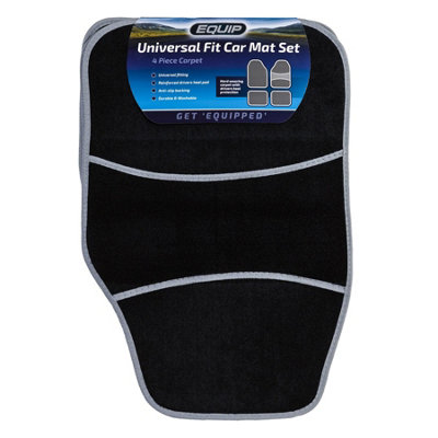 Equip Universal Fit Car Floor Mat Carpet Textile With Silver Trim Protection