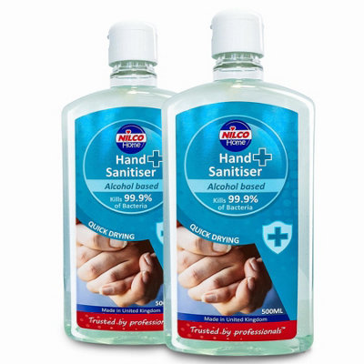 Nilco Hand Sanitiser Antibacterial Hand Sanitising Gel 500Ml X2 Quick Drying 1L