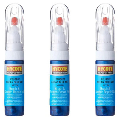 Hycote Colour Touch Up Brush Paint  Peugeot Aegean Blue (Metallic) 12.5Ml X3 from B&Q