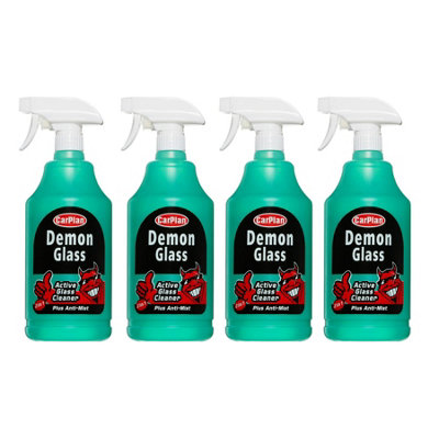 Carplan Glass Cleaner Streak Free Interior Exterior Demon Anti Mist Spray 1L X4