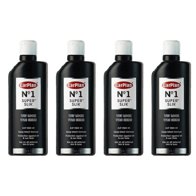Carplan Black Wet Look Car Tyre Shine Dressing Anti-Fling No.1 Super Slik X4 600Ml B&Q