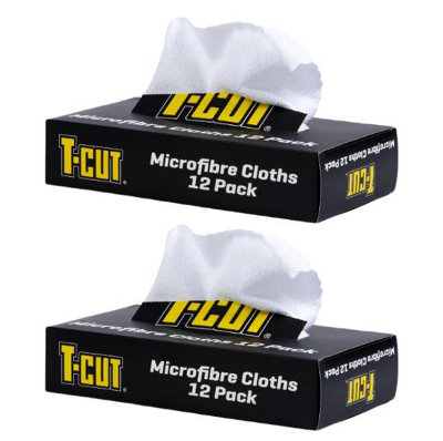 T-Cut 12 Large Microfibre Cloths Cleaning Detailing Towel Drying Polishing X2 from B&Q