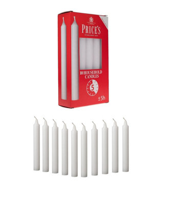 Price's Prices 10 White Household Candles 5H Burn Time 17Cm X 1.8Cm from B&Q