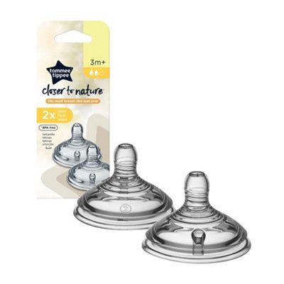 Tommee Tippee Natural Start Anti-Colic Teat Baby Bottle Teat Medium Flow 3 M+ 2 Pc - Image 2