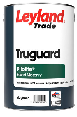 Leyland Trade Smooth Truguard Pliolite Masonry Paint Magnolia5L from B&Q