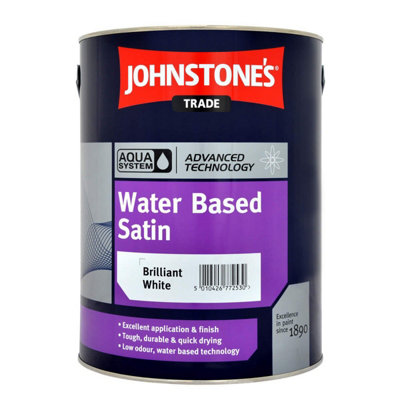Johnstone's Trade Aqua Satin Brilliant White 5L from B&Q