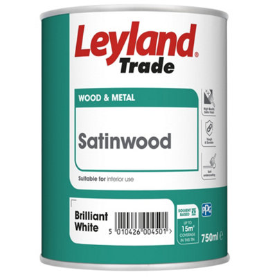 Leyland Trade Pure Brilliant White Satinwood Metal & Wood Paint750Ml from B&Q
