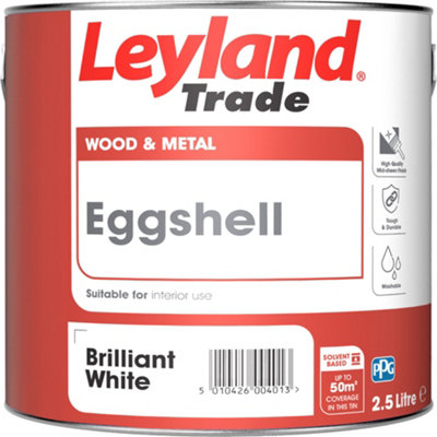 Leyland Trade Pure Brilliant White Eggshell Metal & Wood Paint2.5L from B&Q
