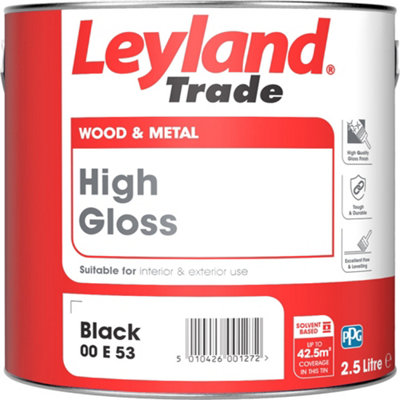 Leyland Trade Black Gloss Multi-Surface Metal & Wood Paint2.5L from B&Q
