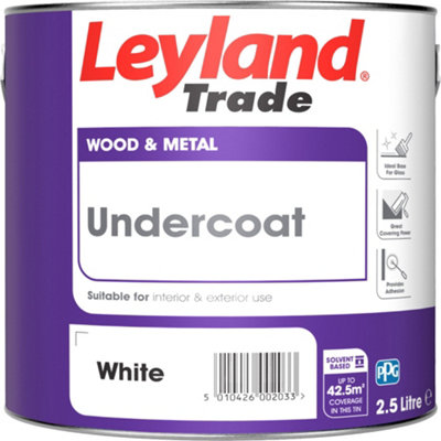 Leyland Trade White Metal & Wood Primer & Undercoat2.5L Tin from B&Q