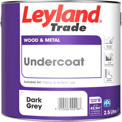 Leyland Trade Dark Grey Metal & Wood Primer & Undercoat2.5L Tin from B&Q