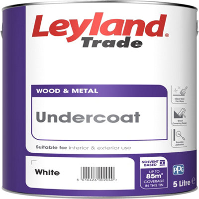 Leyland Trade Brilliant White Metal & Wood Undercoat5L Tin from B&Q