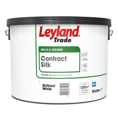 Leyland Trade Contract Brilliant White Silk Wall & Ceiling Emulsion Paint10L from B&Q