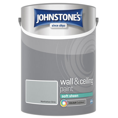 Johnstone's Wall & Ceiling Manhattan Grey Soft Sheen Paint5L from B&Q
