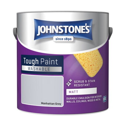 Johnstone's Washable Matt Tough Paint Manhattan - 2.5L Grey