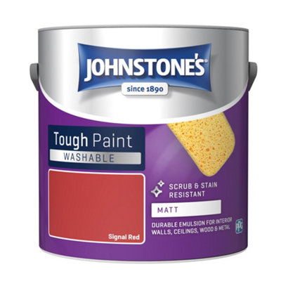 Johnstone's Washable Matt Tough Paint Signal Red2.5L from B&Q