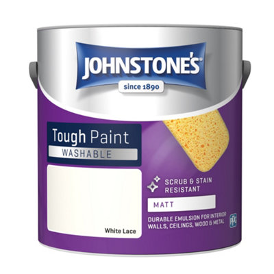 Johnstone's Washable Matt Tough Paint White Lace2.5L from B&Q