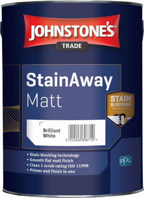 Johnstones Trade Stainaway MattBrilliant White10 Litres from B&Q