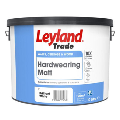 Leyland Trade Brilliant White Matt Wall & Ceiling Emulsion Paint10L from B&Q