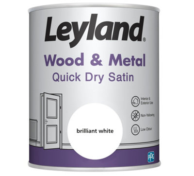 Leyland Wood & Metal Brilliant White Quick Dry Satin 750Ml from B&Q