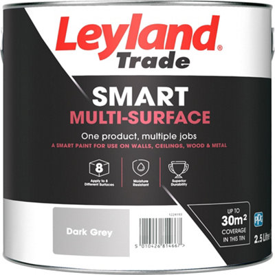 Leyland Trade Smart Dark Grey Mid Sheen Multi-Room Multi-Surface Paint2.5L from B&Q