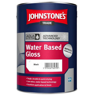 Johnstone's Trade Johnstone's Aqua Water Based Gloss Black 5L from B&Q