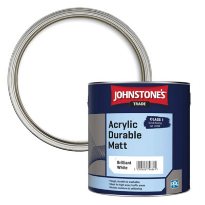 Johnstone's Trade Acrylic Durable Brilliant White Matt Wall & Ceiling Emulsion Paint2.5L from B&Q