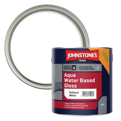 Johnstone's Trade Aqua Water Based Brilliant White Gloss Metal & Wood Paint2.5L from B&Q