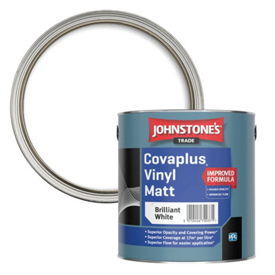 Johnstone's Trade Covaplus Brilliant White Contract Matt Wall & Ceiling Vinyl Emulsion2.5L from B&Q