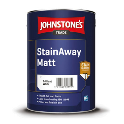 Johnstone's Trade Stainaway Brilliant White Matt Interior Stain Block Paint5L from B&Q