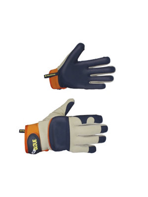 Clip Glove Clipglove Men's Leather Palm Gardening GlovesSoft Goatskin & Padded Knuckle With CarabinerLarge from B&Q