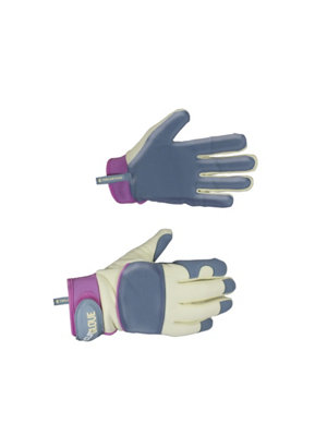 Clip Glove Clipglove Ladies Leather Palm Gardening GlovesSoft Goatskin & Padded Knuckle With CarabinerSmall from B&Q
