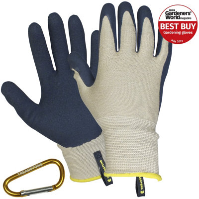 Clip Glove Clipglove Men's Bamboo Gardening GlovesNatural Skin Friendly Breathable Latex Grip With CarabinerMedium from B&Q
