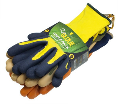Clip Glove Clipglove Men's Gardening Gloves Triple PackValue 3 Pair Set For General Tasks With Carabiner ClipsLarge from B&Q