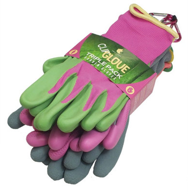Clip Glove Clipglove Ladies Gardening Gloves Triple PackValue 3 Pair Set For General Tasks With Carabiner ClipsSmall from B&Q