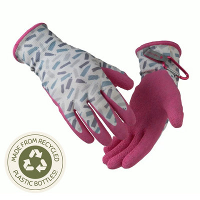Clip Glove Clipglove Ladies Bottle Recycled Gardening GlovesSustainable Latex Grip With Carabiner ClipSmall from B&Q