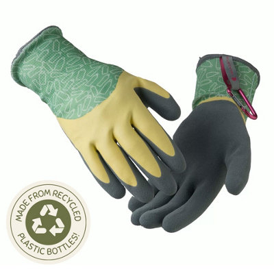 Clip Glove Clipglove Ladies Bottle Plus Recycled Gardening GlovesDouble Dipped Water Resistant Latex With CarabinerSmall from B&Q