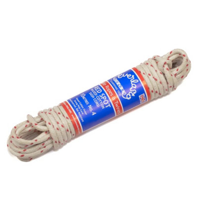 Everlasto Traditional Redspot Waxed Cotton Sash Cord Pulley Line No.4 7mm X 10M