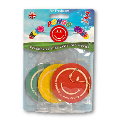 Pongo Smiley VanillaCherry & Ice Cool Hanging Air FreshenerPack Of 3 from B&Q