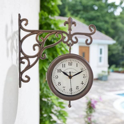 Annibells Bronze Double Sided Garden Station Clock & Thermometer (9343) from B&Q