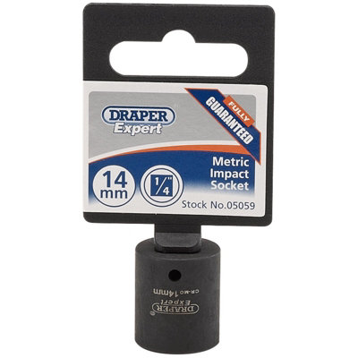 Draper Expert 14mm 1/4" Square Drive Hi-Torq 6 Point Impact Socket 5059 from B&Q