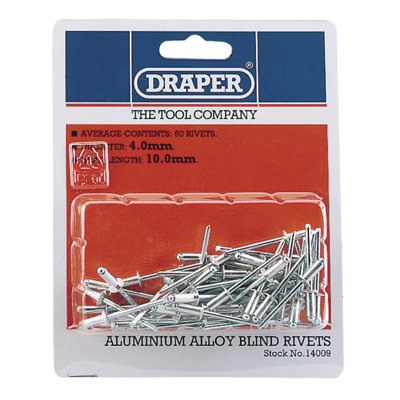 Draper 50 X 4mm X 10mm Blind Rivets 14009 from B&Q
