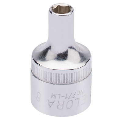 B&Q -  6mm 1/2" Square Drive Elora Hexagon Socket 15295