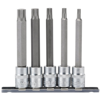 B&Q -  Spline Socket Bit Set3/8" Sq. Dr. (5 Piece) 16349