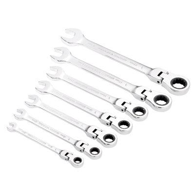 Draper Hi-Torq 7Pc Metric Flexible Head Ratcheting Spanner Set Chrome Vanadium from B&Q